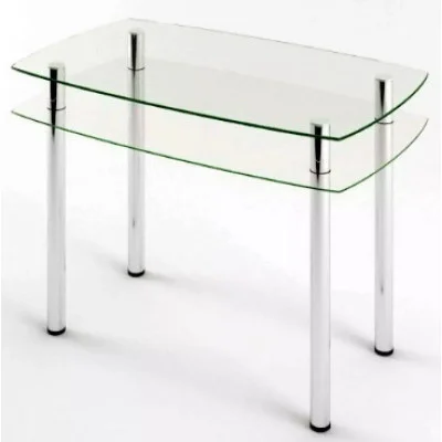 Glass dining table D-07-1 with tempered glass and chrome legs